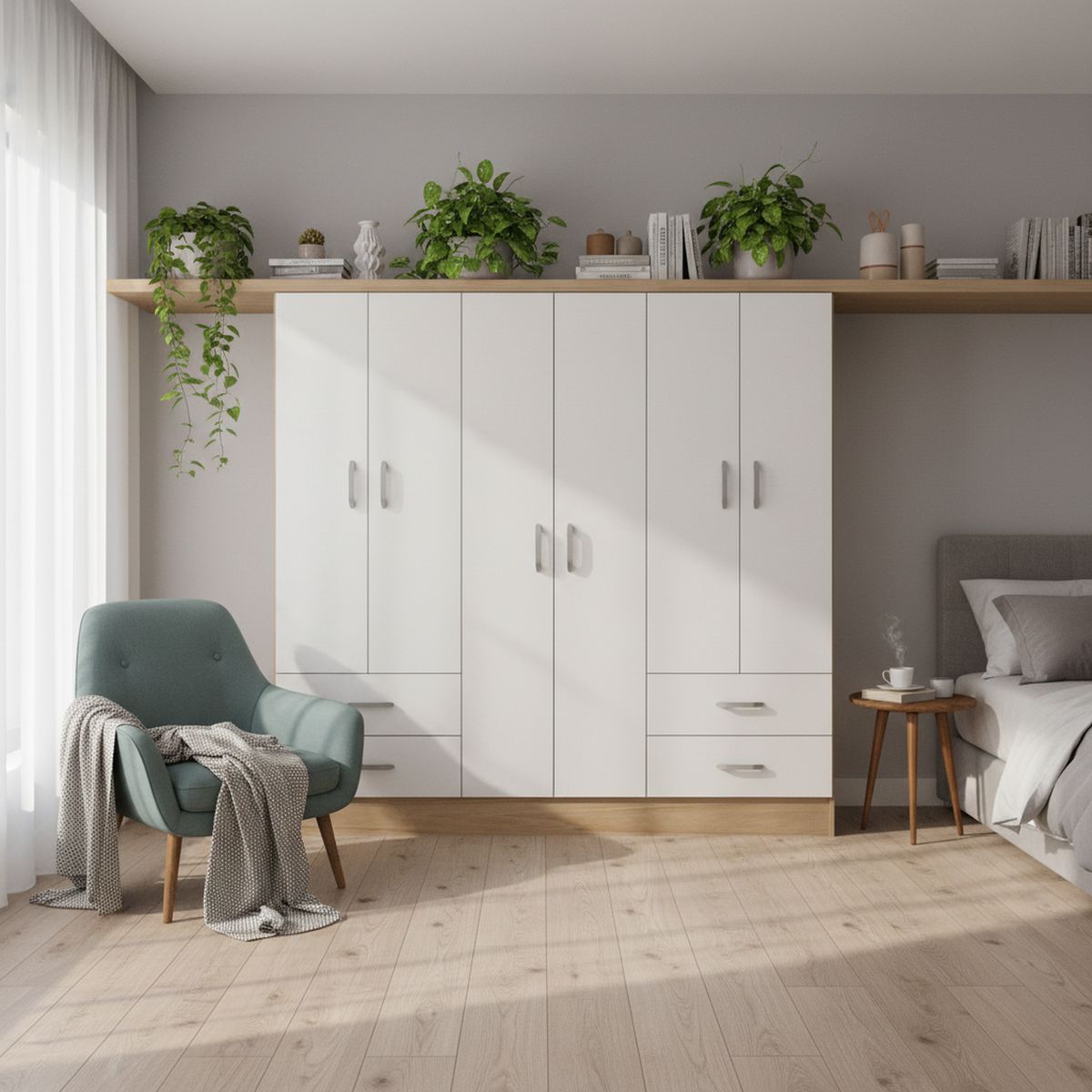 CIC - Clóset Maipo 6 Puerta(s) 4 Cajón(es) 4 Repisa(s) 180x180x47 cm Café