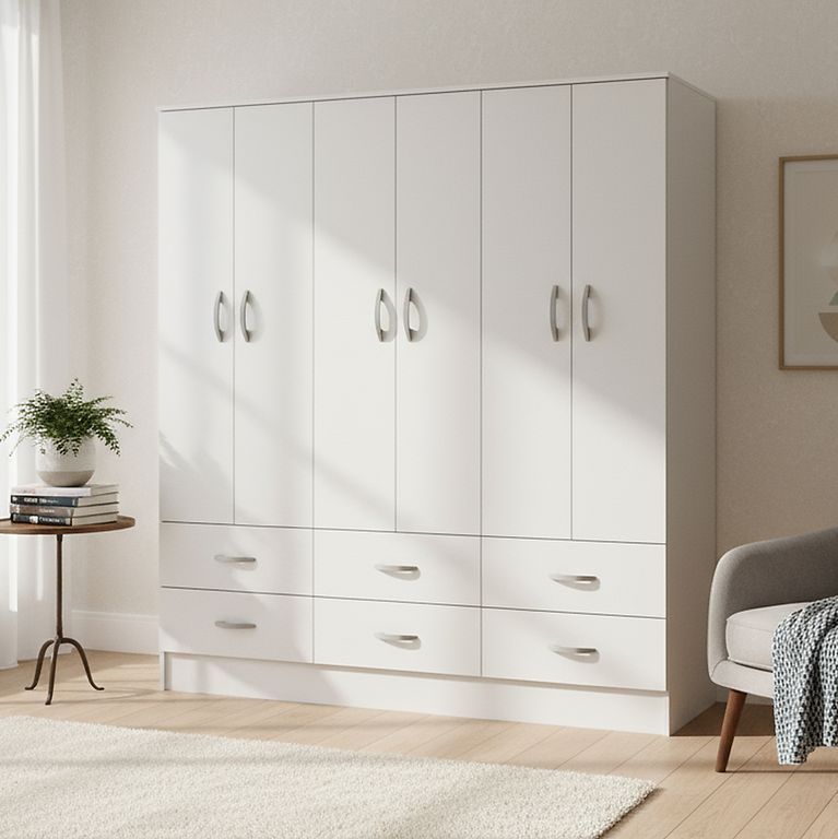 Clóset Maipo 6 Puerta(s) 6 Cajón(es) 3 Repisa(s) 180x180x47 cm Blanco