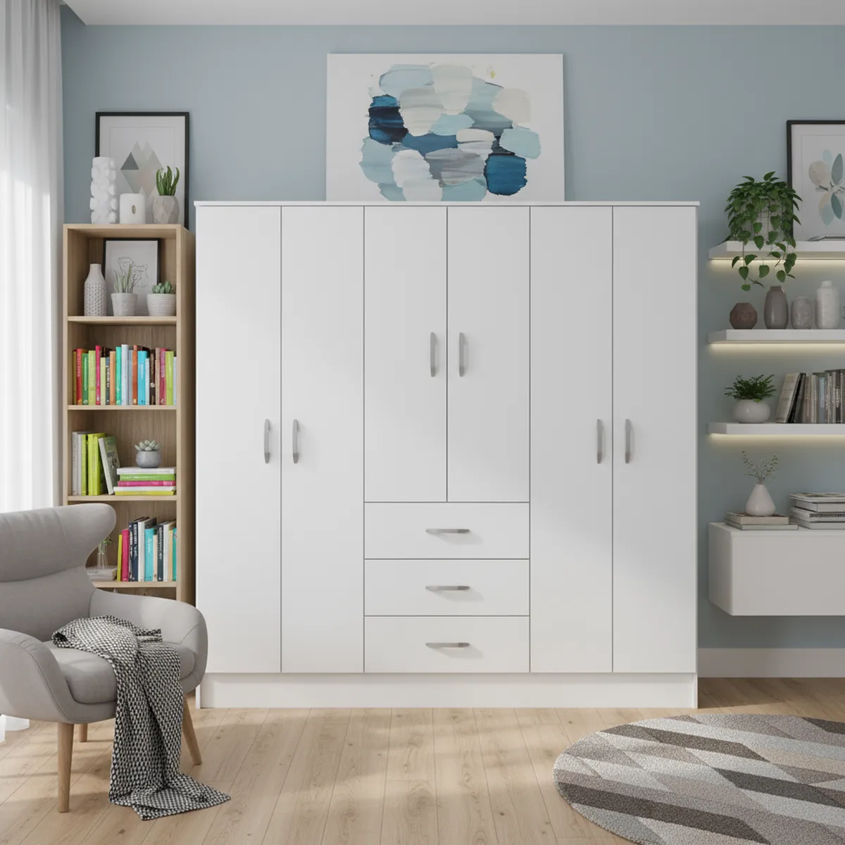 CIC - Clóset Maipo 6 Puerta(s) 3 Cajón(es) 2 Repisa(s) 180x180x47 cm Blanco