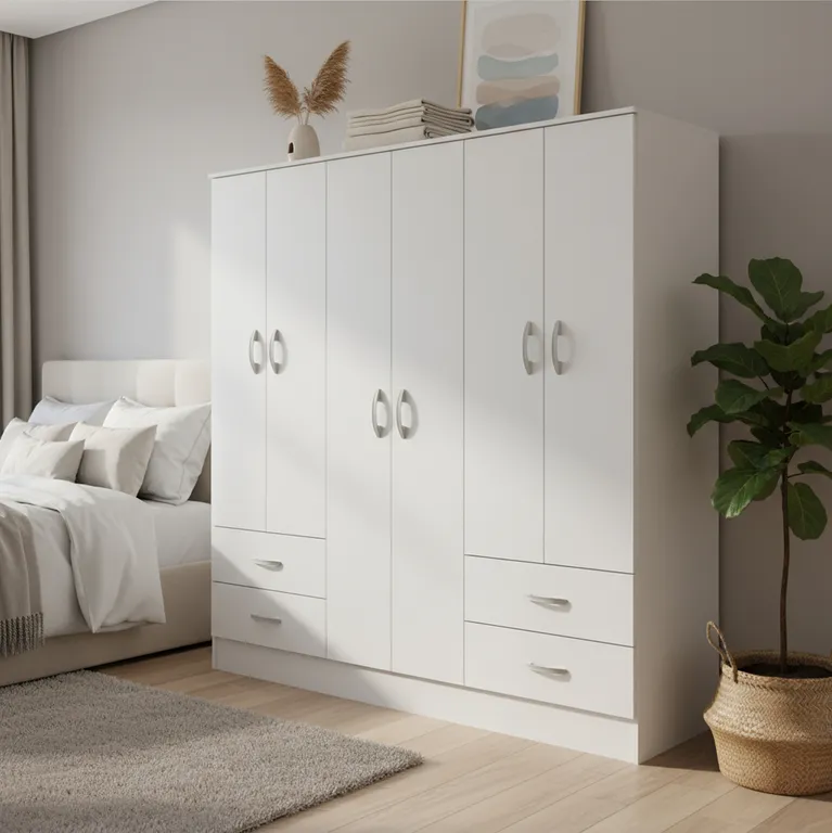 Clóset Maipo 6 Puerta(s) 4 Cajón(es) 4 Repisa(s) 180x180x47 cm Blanco
