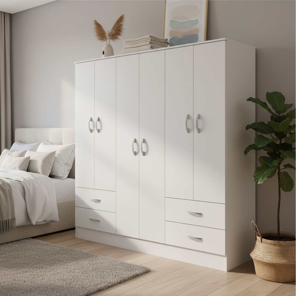 CIC - Clóset Maipo 6 Puerta(s) 4 Cajón(es) 4 Repisa(s) 180x180x47 cm Blanco