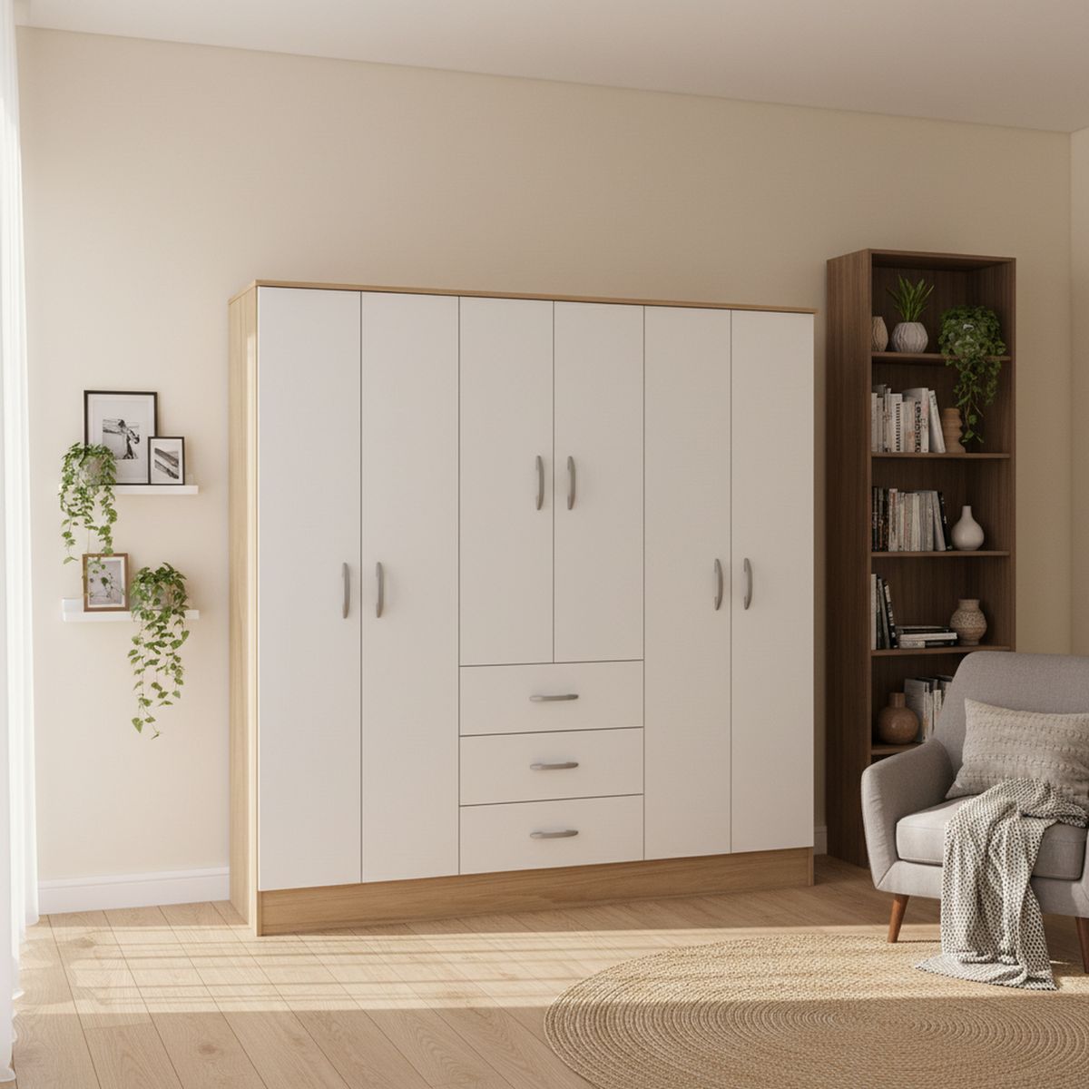 CIC - Clóset Maipo 6 Puerta(s) 3 Cajón(es) 2 Repisa(s) 180x180x47 cm Café