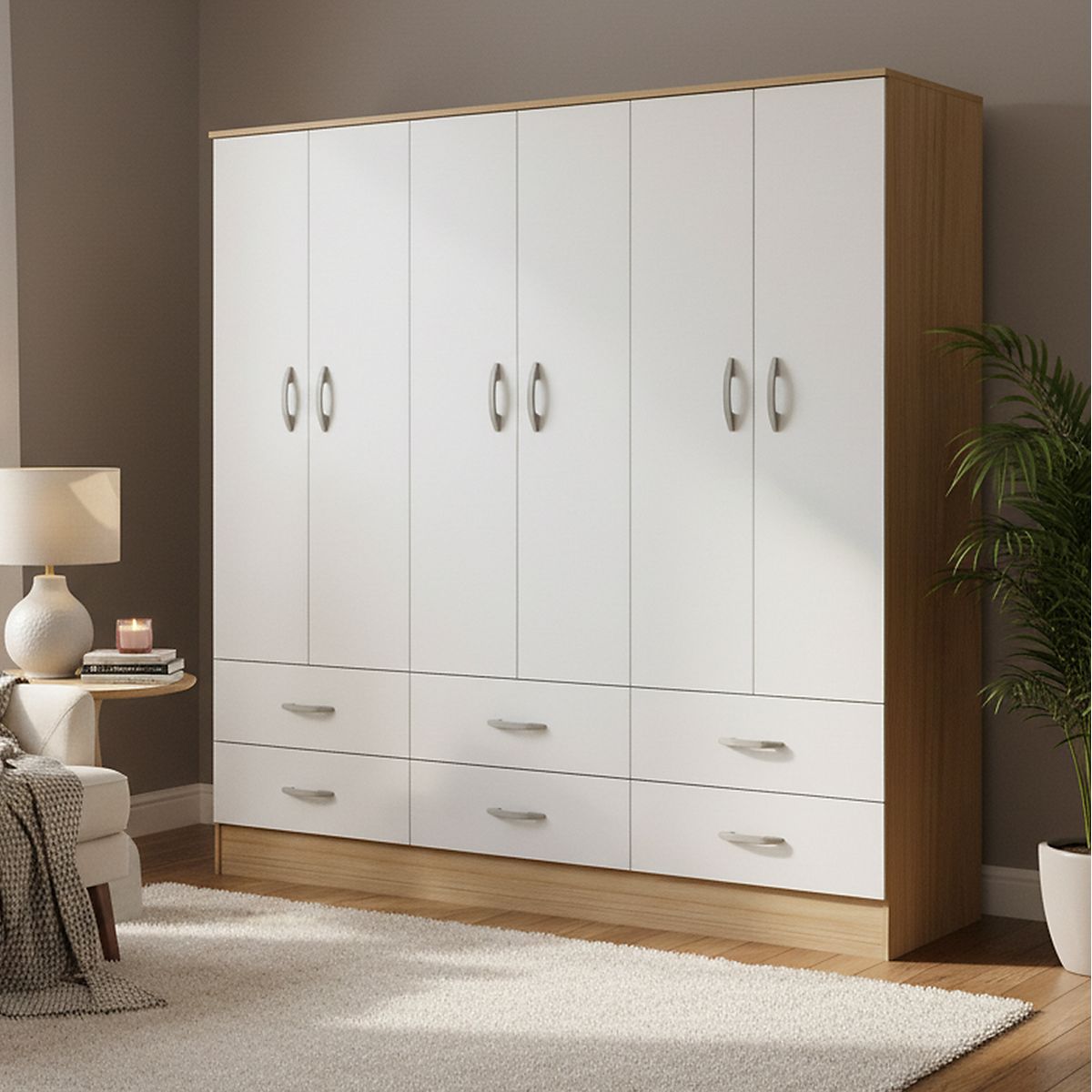 CIC - Clóset Maipo 6 Puerta(s) 6 Cajón(es) 3 Repisa(s) 180x180x47 cm Café