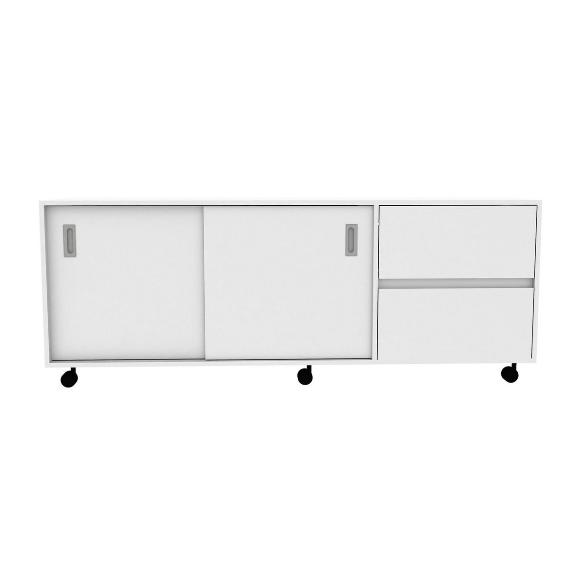 CIC - Rack Nash 2 puertas correderas + 2 cajones ruedas blanco