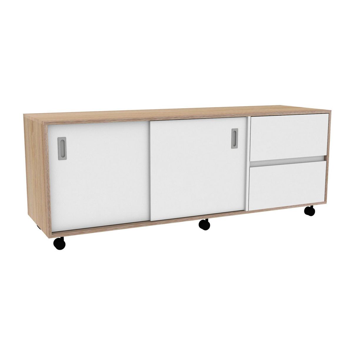 CIC - Rack Nash 2 puertas correderas 2 cajones ruedas