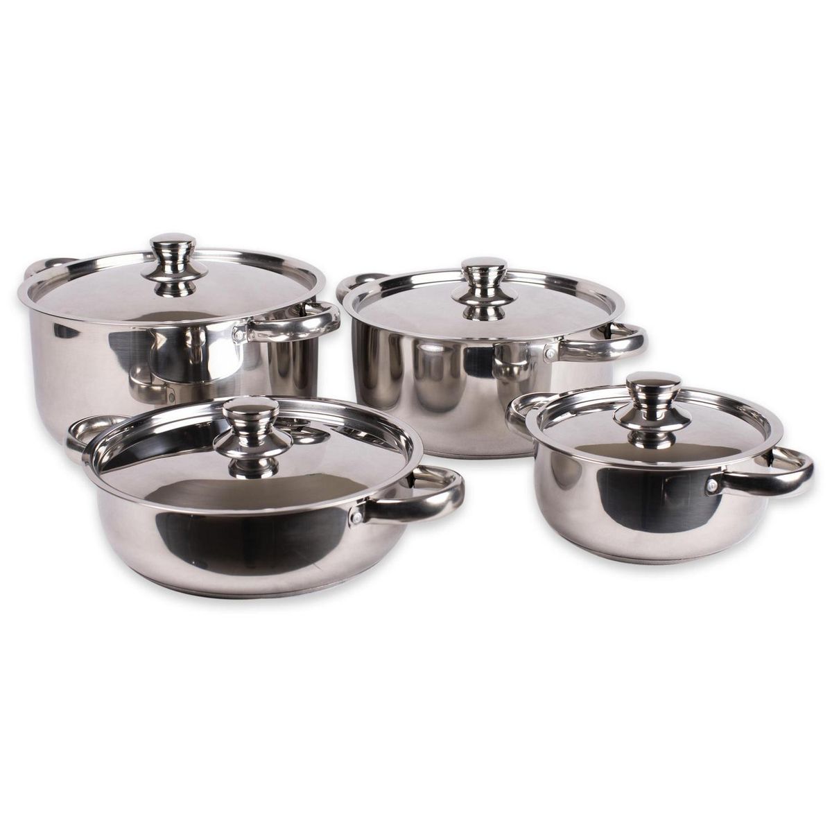 DORAL - Batería de Cocina 8 Piezas Acero inoxidable Malaga Gris