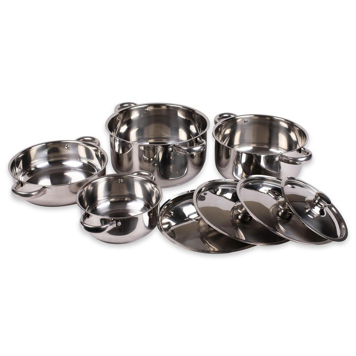 DORAL - Batería de Cocina 8 Piezas Acero inoxidable Malaga Gris