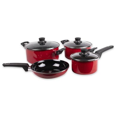 Batera de cocina acero vitrificado rojo 7 piezas npoles
