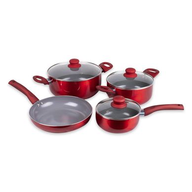 Batera de cocina aluminio/titanio rojo 7 piezas