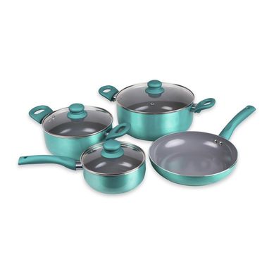 Batera de cocina aluminio/titanio turquesa 7 piezas