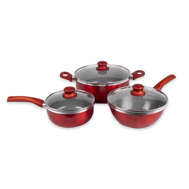Batera de cocina alumino/titanio 6 piezas rojo con wok