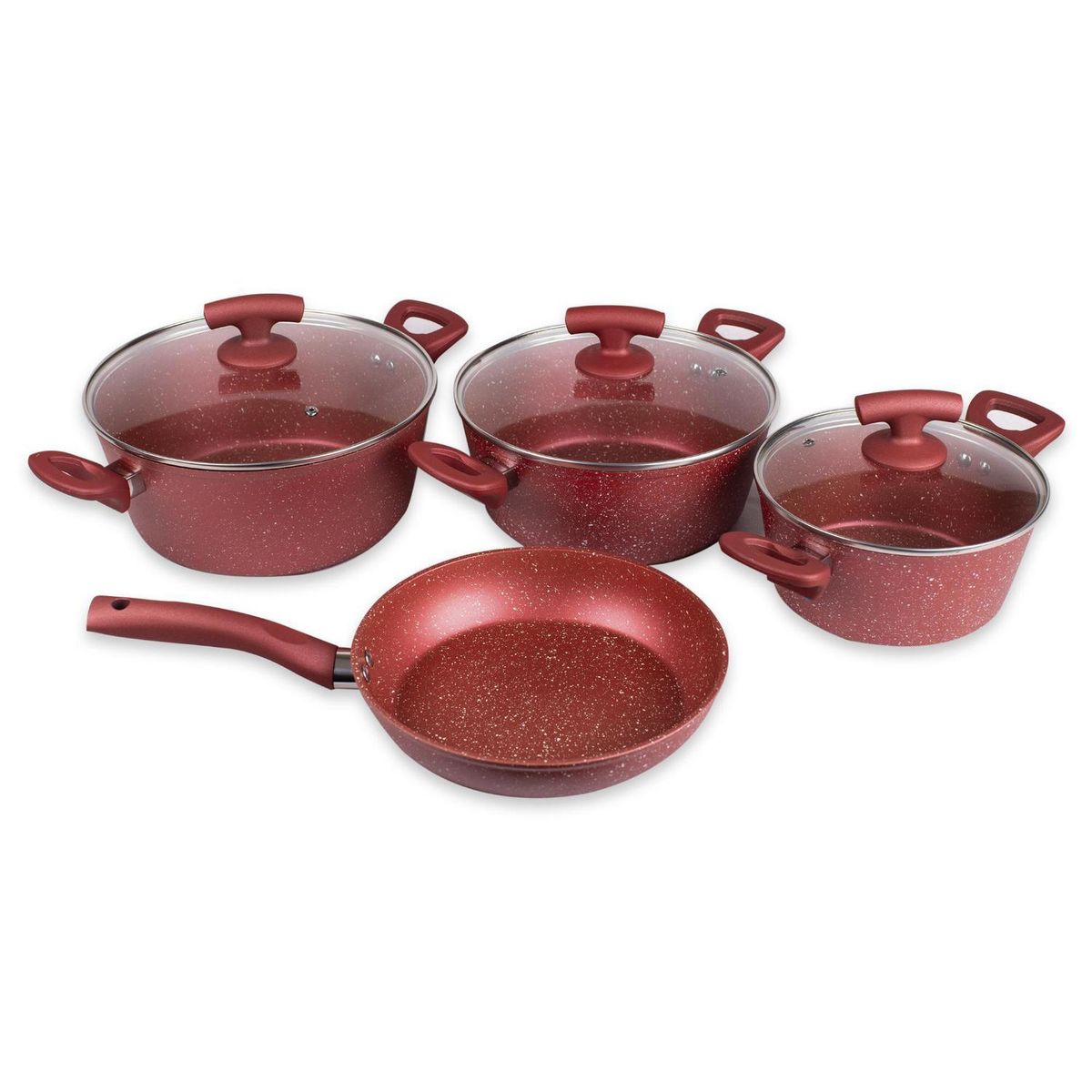 DORAL - Batería de Cocina 7 Piezas Aluminio forjado San remo Rojo