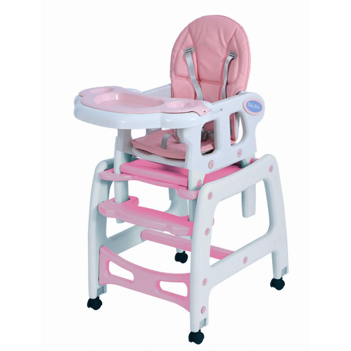 BE DESIGN - Silla de comer New rosa claro 3 funciones