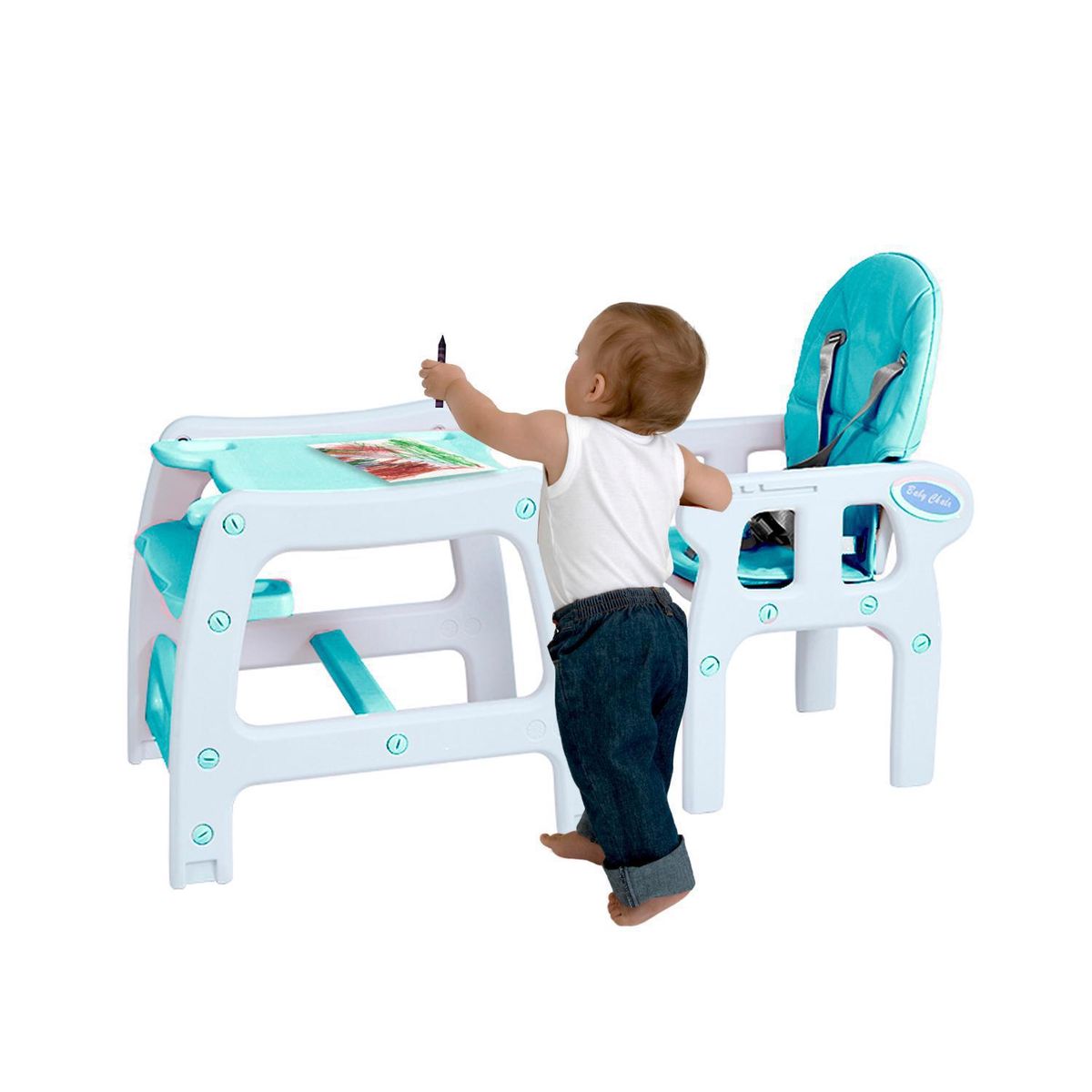 BE DESIGN - Silla de comer New fresh blue 3 funciones