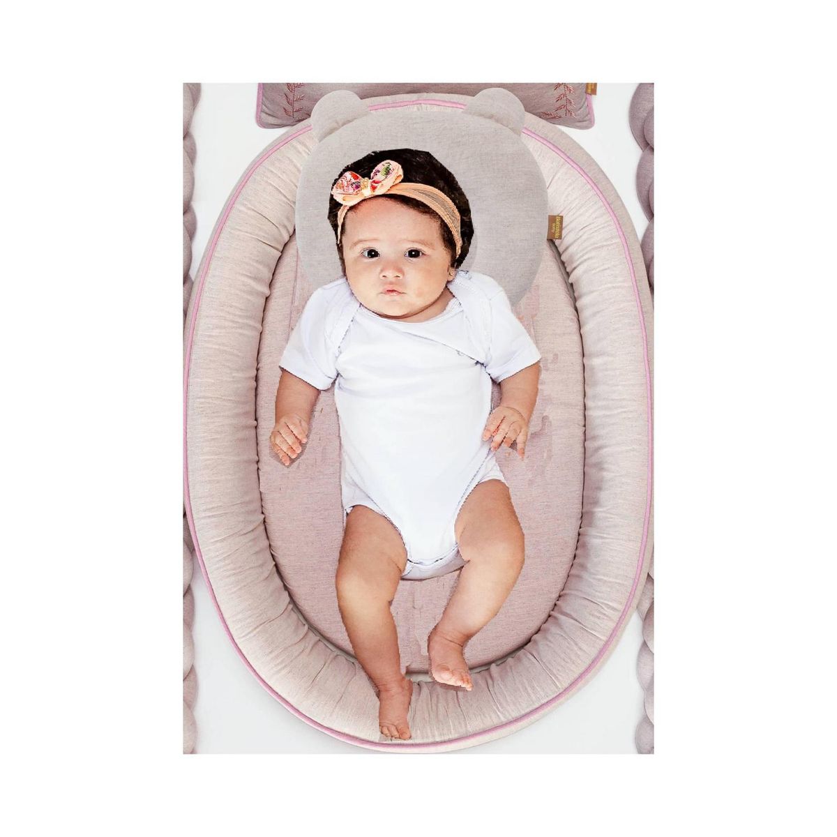 BE DESIGN - Almohada Anatómica Sensity Rosado de Fibra sintética para Bebé 30x4 cm