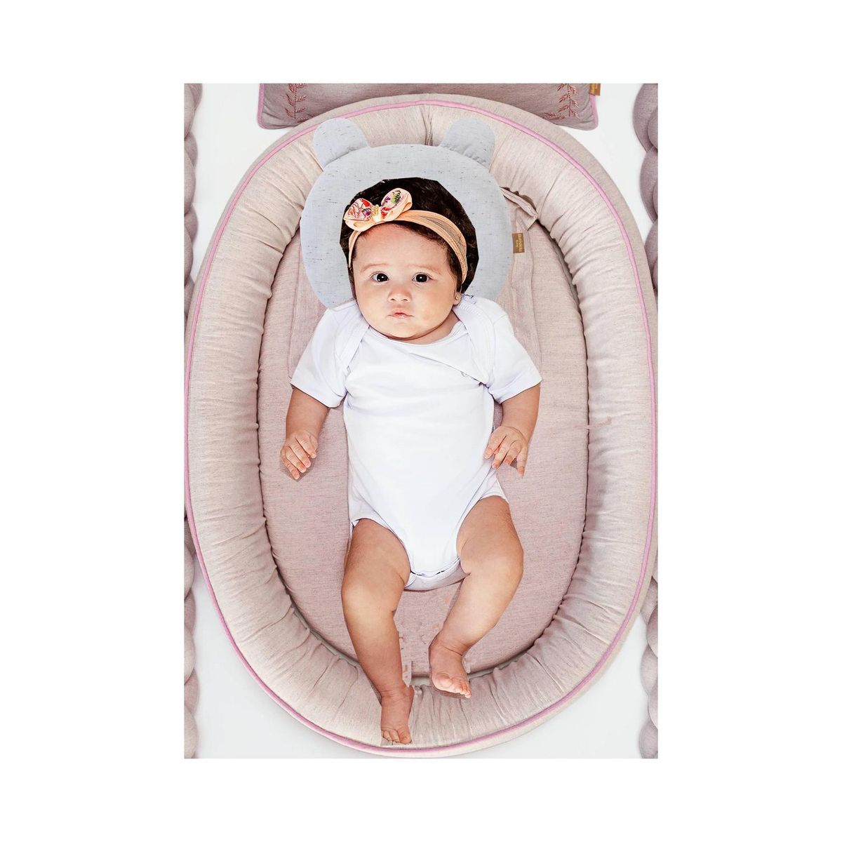 BE DESIGN - Almohada Anatómica Sensity Gris de Fibra sintética para Bebé 30x4 cm