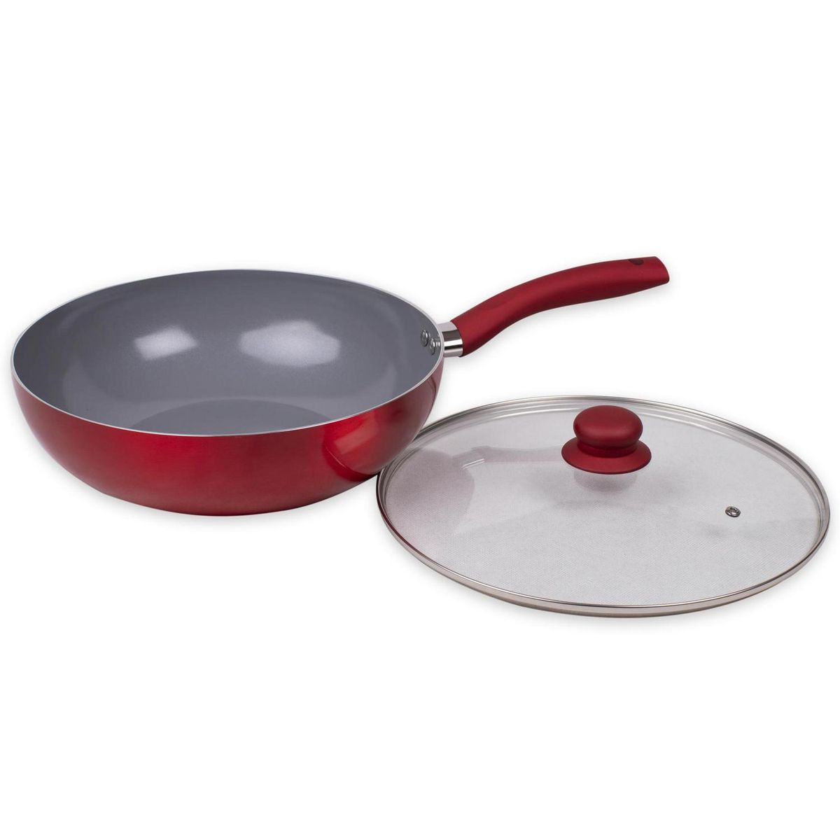 DORAL - Wok con Tapa y Fondo Titanio 30 cm 2 Piezas Aluminio Montecarlo 