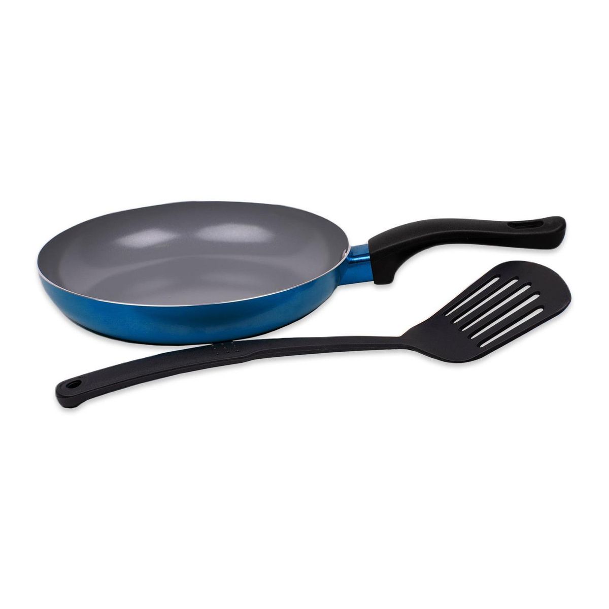 DORAL - Pack duo sartén azul alumino titanio 22 cms + espátula plástica