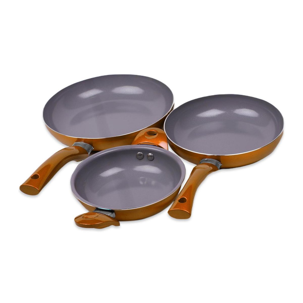 DORAL - Set 3 sartenes salmón aluminio/titanio 20+24 cms + paila 16 cms