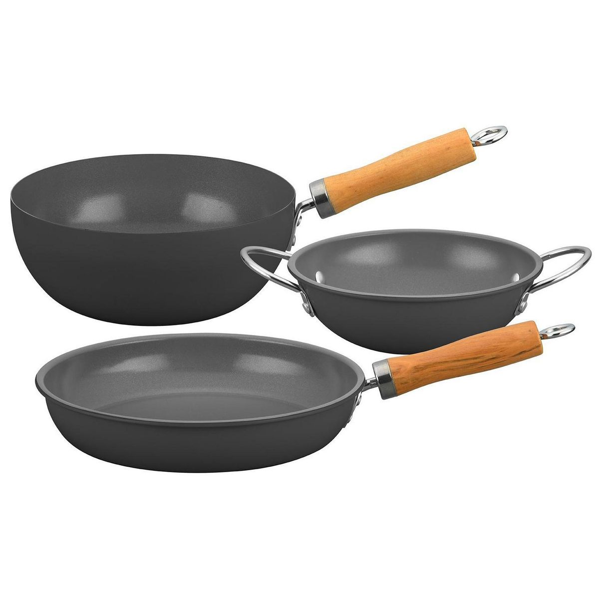 DORAL - Batería de Cocina 3 Piezas Acero inoxidable NORUEGA Negro