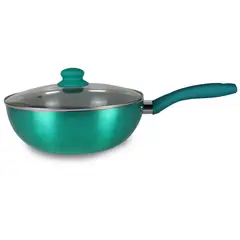 DORAL - Wok con Tapa y Fondo Titanio 26 cm Aluminio Turquesa