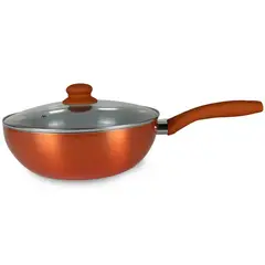DORAL - Wok con Tapa y Fondo Titanio 26 cm Aluminio Salmón