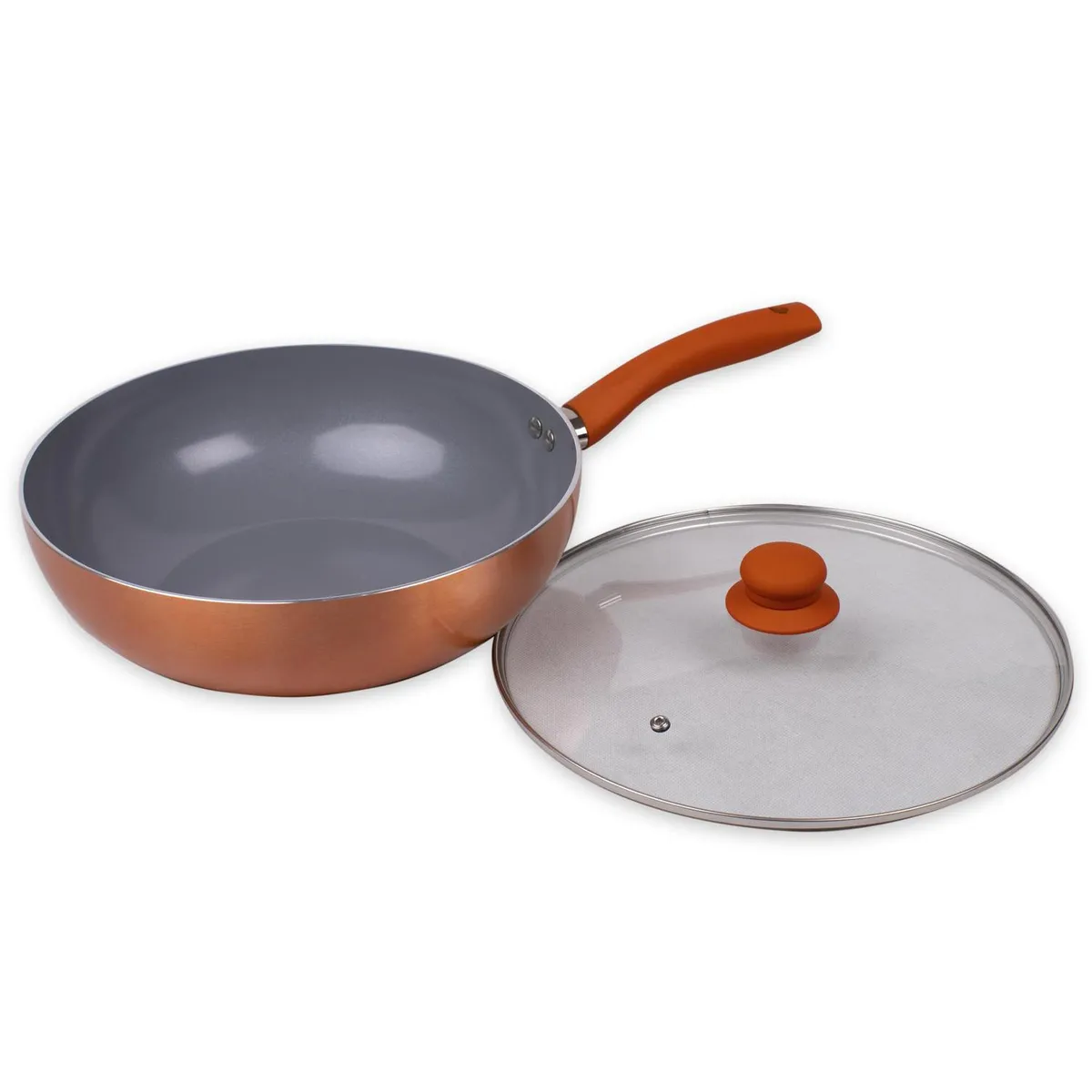 DORAL - Wok con Tapa y Fondo Titanio 26 cm 2 Piezas Aluminio Montecarlo 