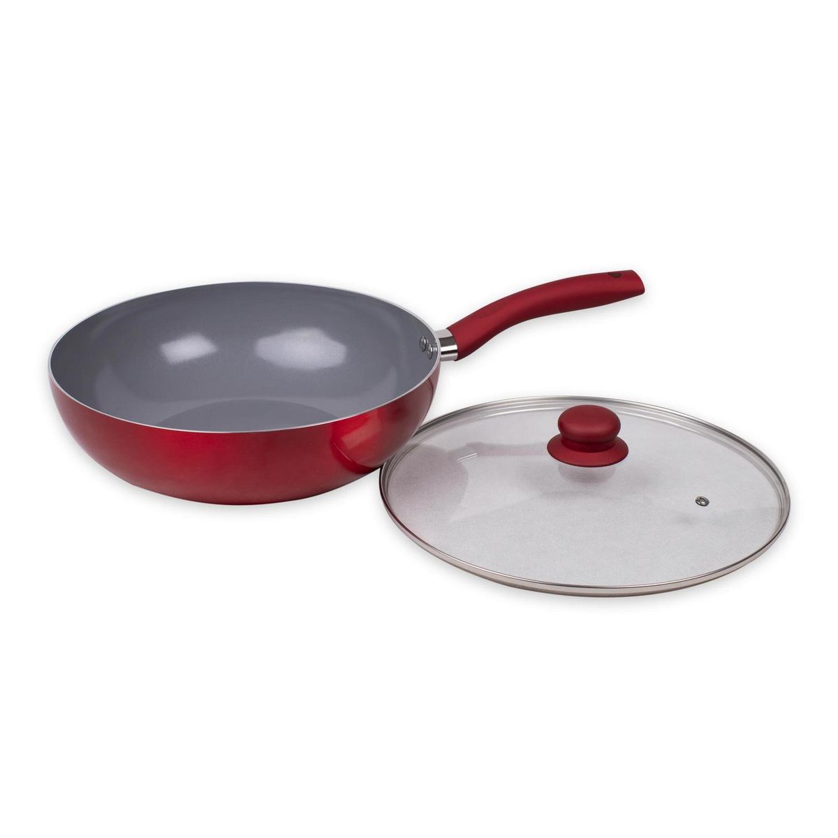 DORAL - Wok con Tapa y Fondo Titanio 26 cm 2 Piezas Aluminio Montecarlo 