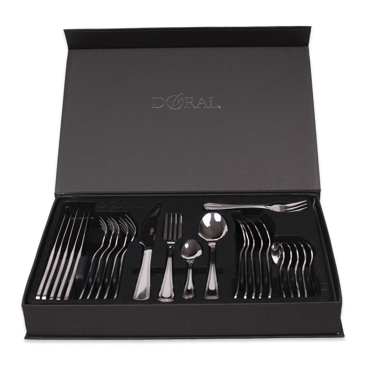 DORAL - Set 30 Cubiertos Acero Inoxidable Royal para 6 personas con Caja