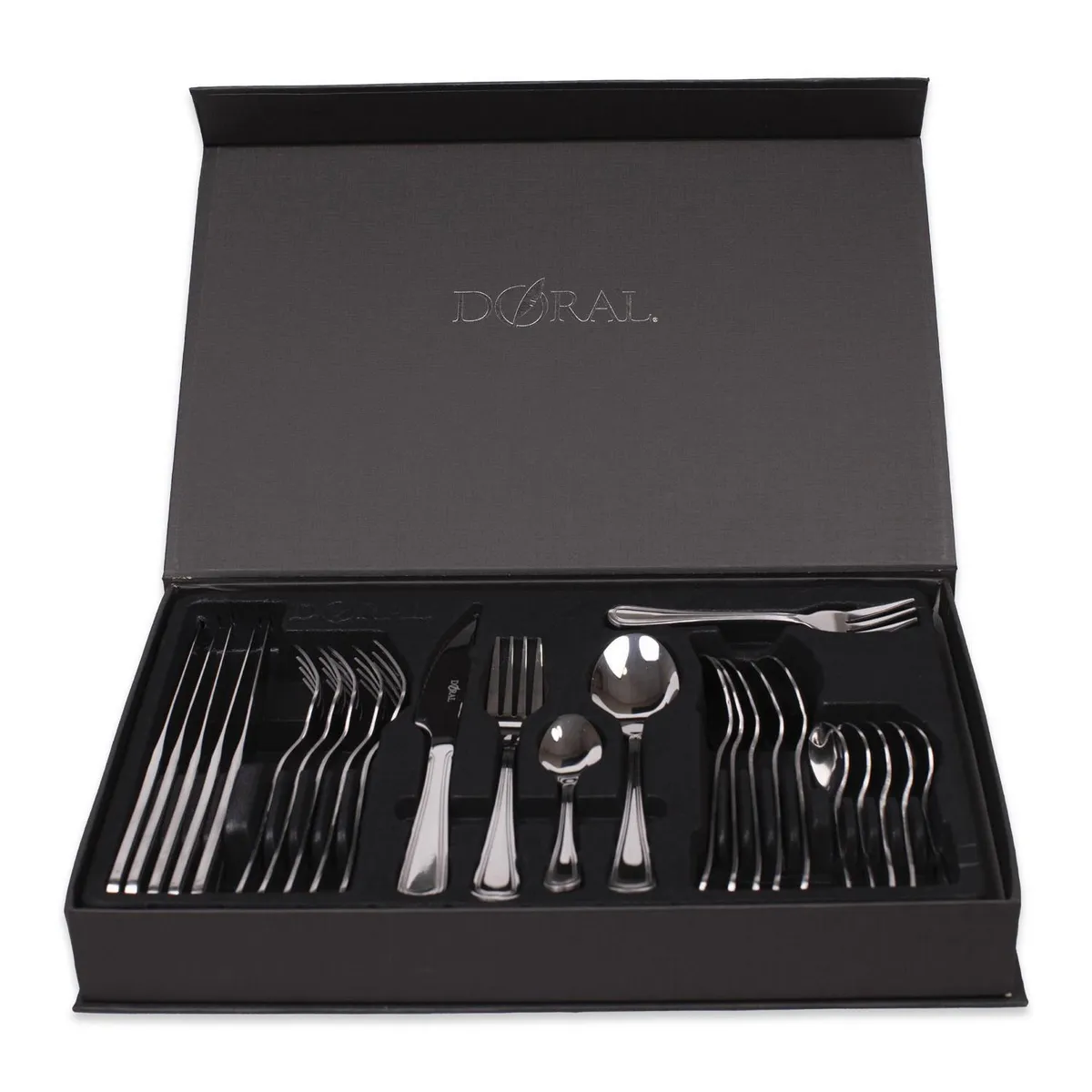 DORAL - Set 30 Cubiertos Acero Inoxidable Royal para 6 personas con Caja