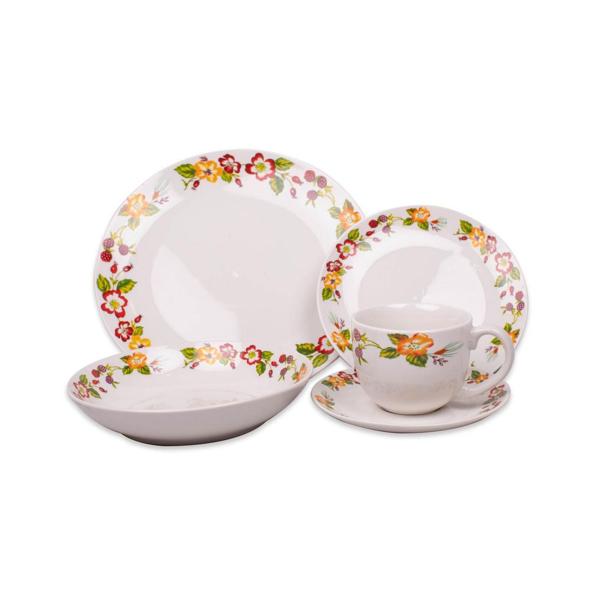 DORAL - Juego de Loza 20 Piezas Porcelana Multicolor