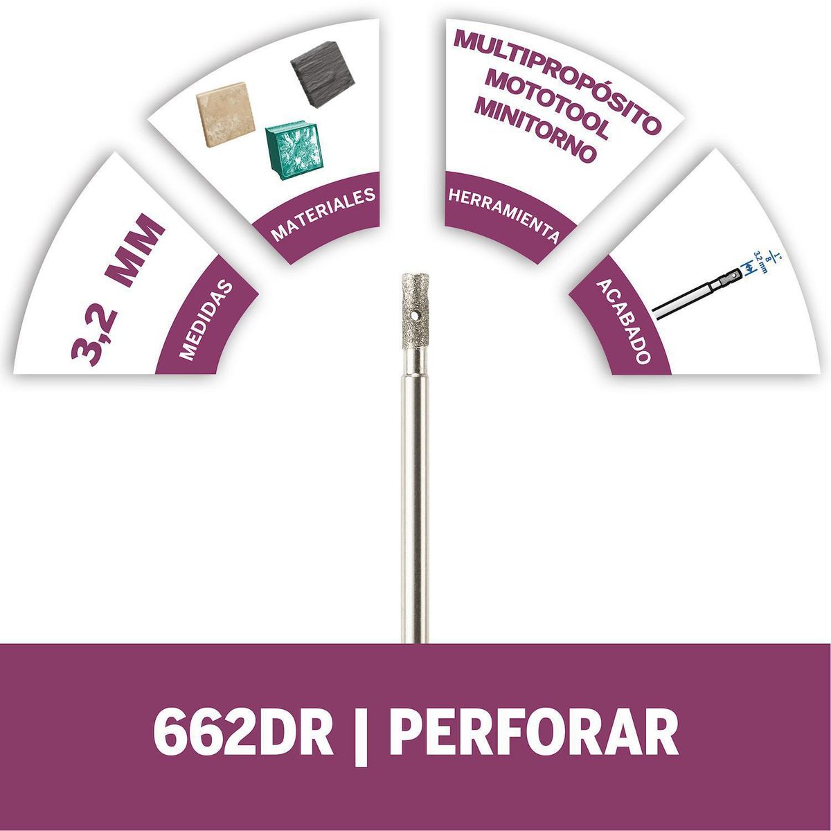 DREMEL - Broca para vidrio 1/8"