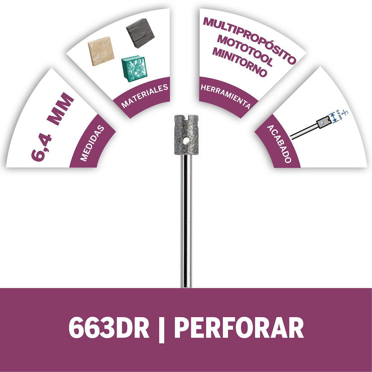 DREMEL - Broca para vidrio 1/4"