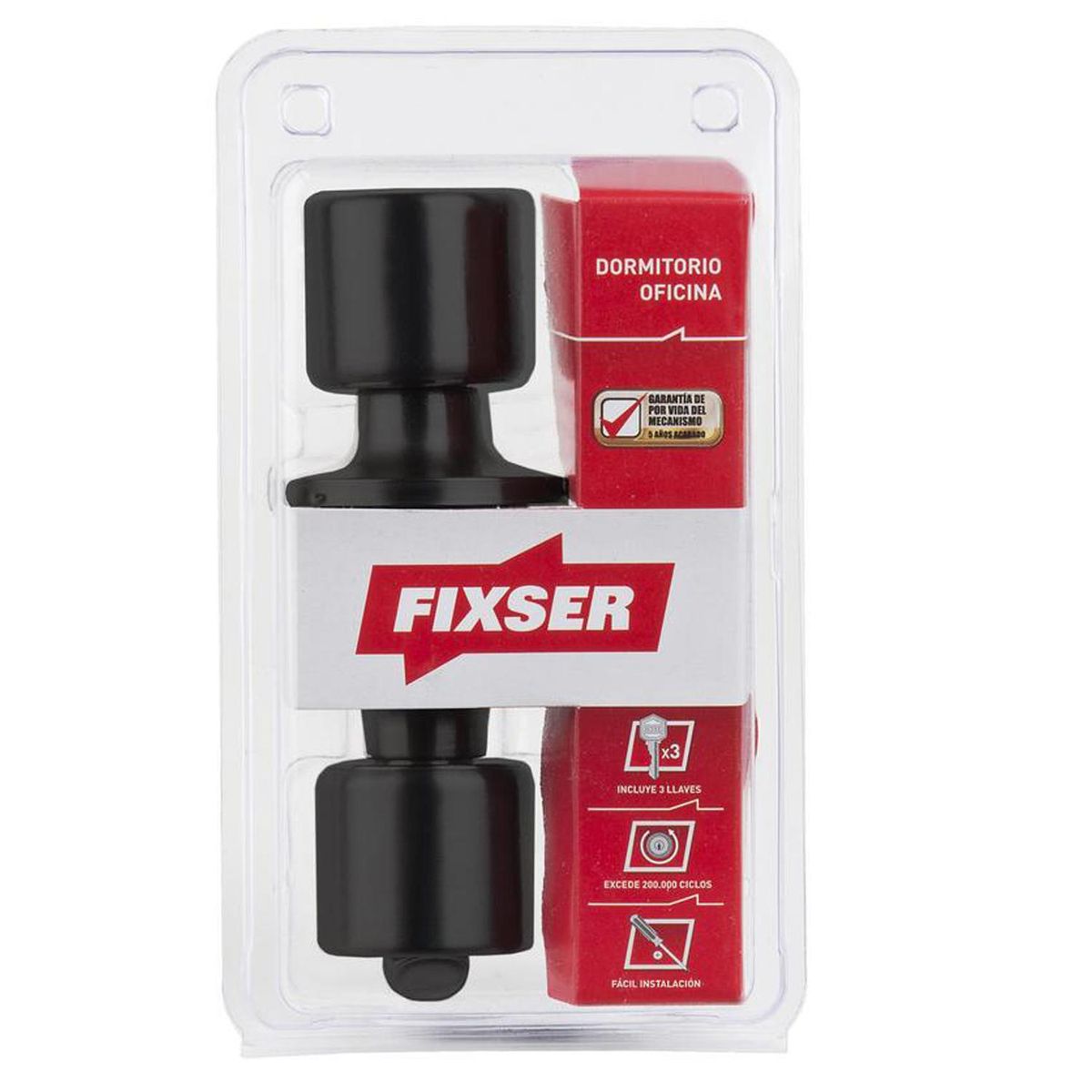 FIXSER - Cerradura pomo lugano dormitorio negro