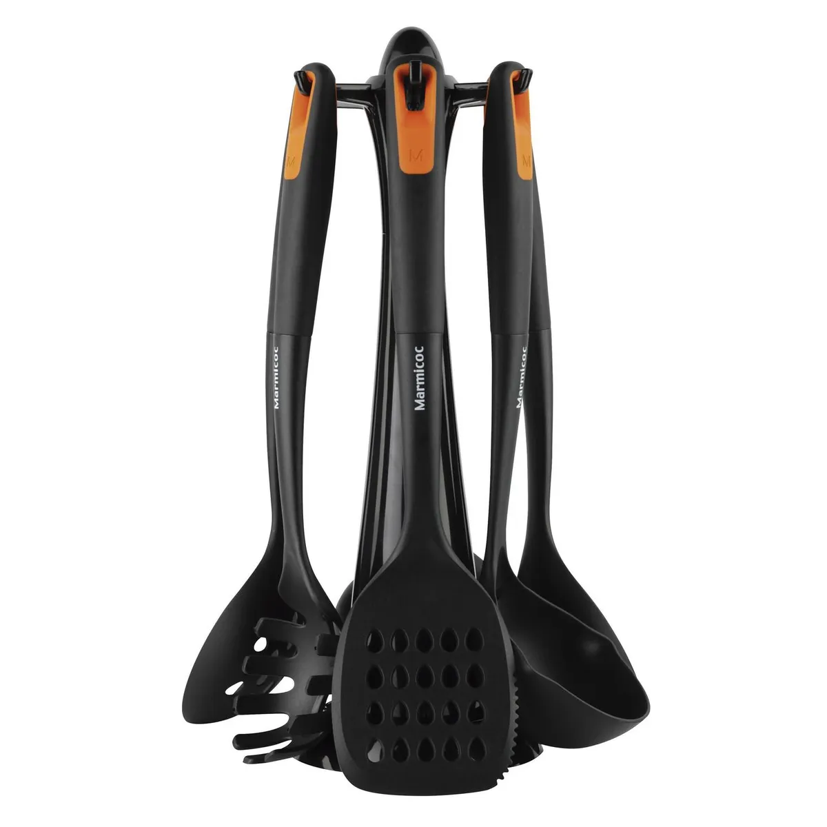 MARMICOC - Set de 7 Utensilios Cocina Marmicoc Colgantes Negro