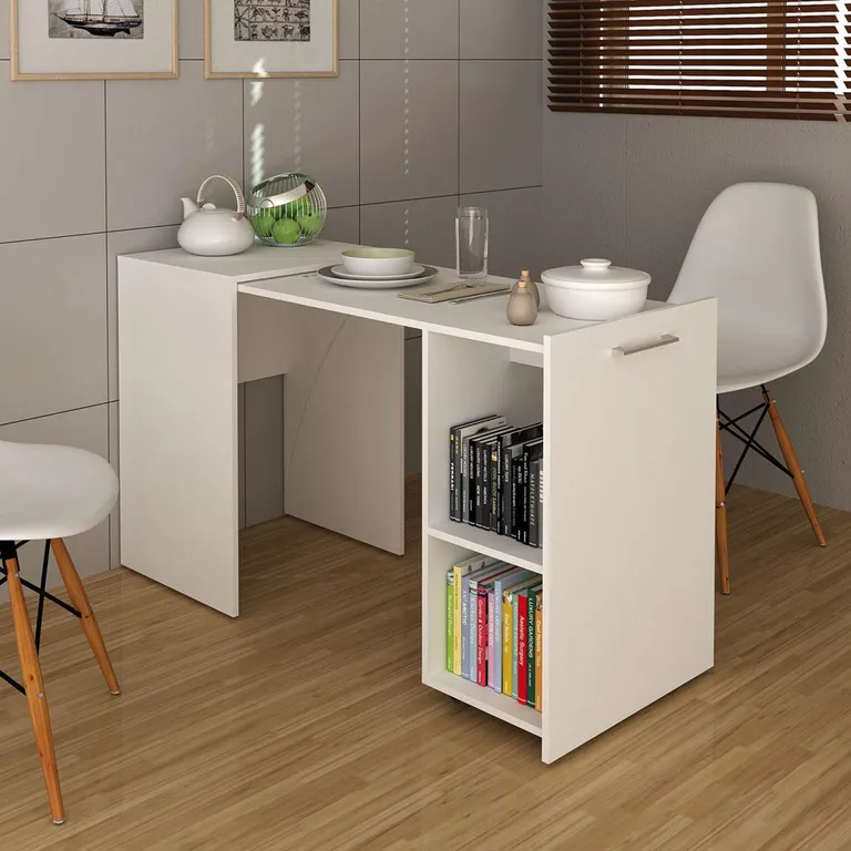 TECNOMOBILI Escritorio multifuncional plegable blanco ME4170.0003