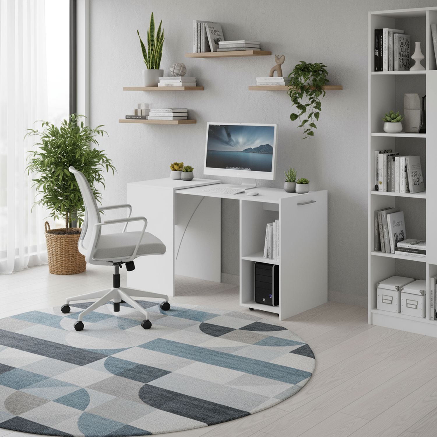 TECNOMOBILI Escritorio multifuncional plegable blanco ME4170.0003