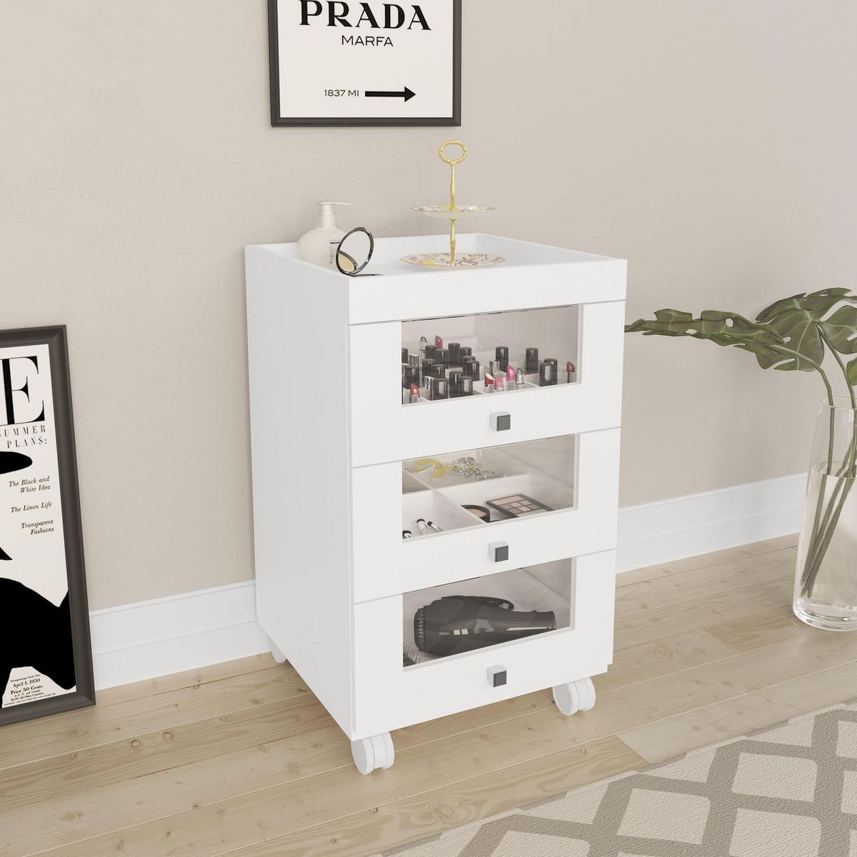 TECNOMOBILI - Tocador 3 Cajón 45x74,5x45 cm Blanco