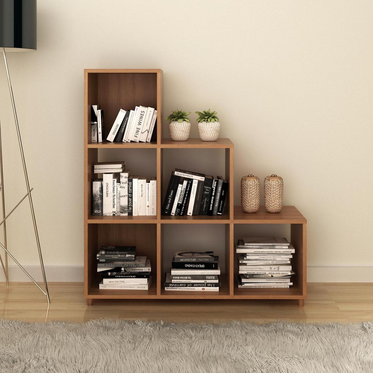 TECNOMOBILI - Librero MDP 3 Nivel(es) 90x96.5x30 cm Almendra