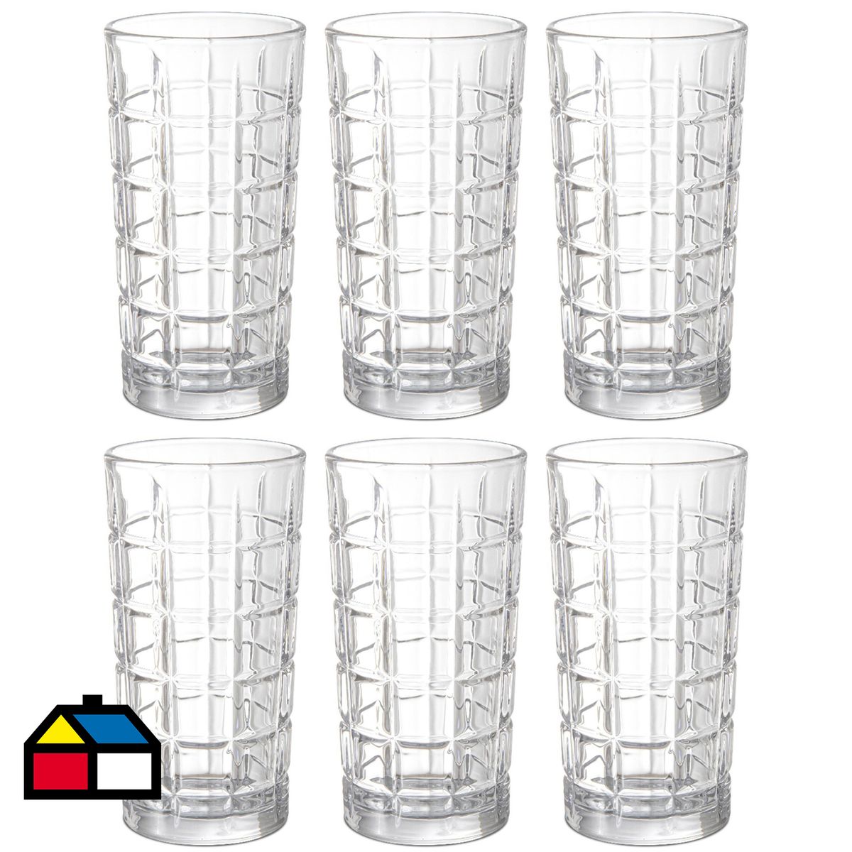 ALLEGRA - Set 6 Vasos Alto de Vidrio 380 ml Transparente