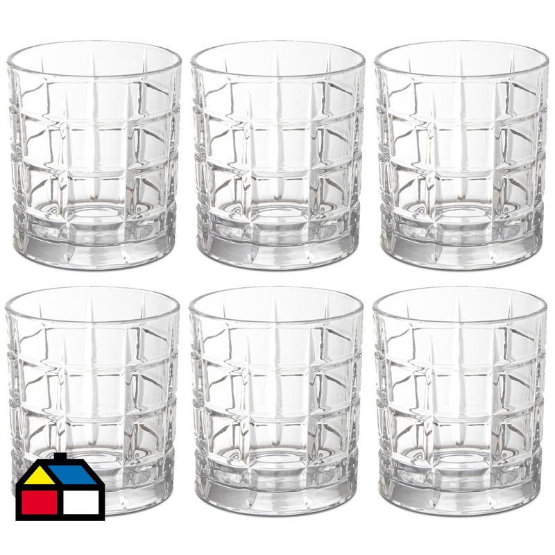 ALLEGRA - Set 6 Vasos Bajo de Vidrio 350 ml Transparente