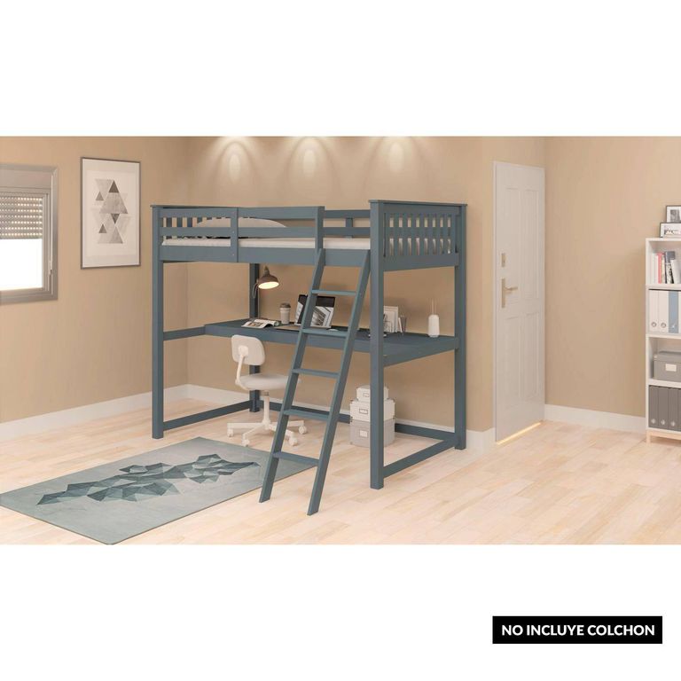 Cama Loft 1.5 plazas Bostón Madera Azul