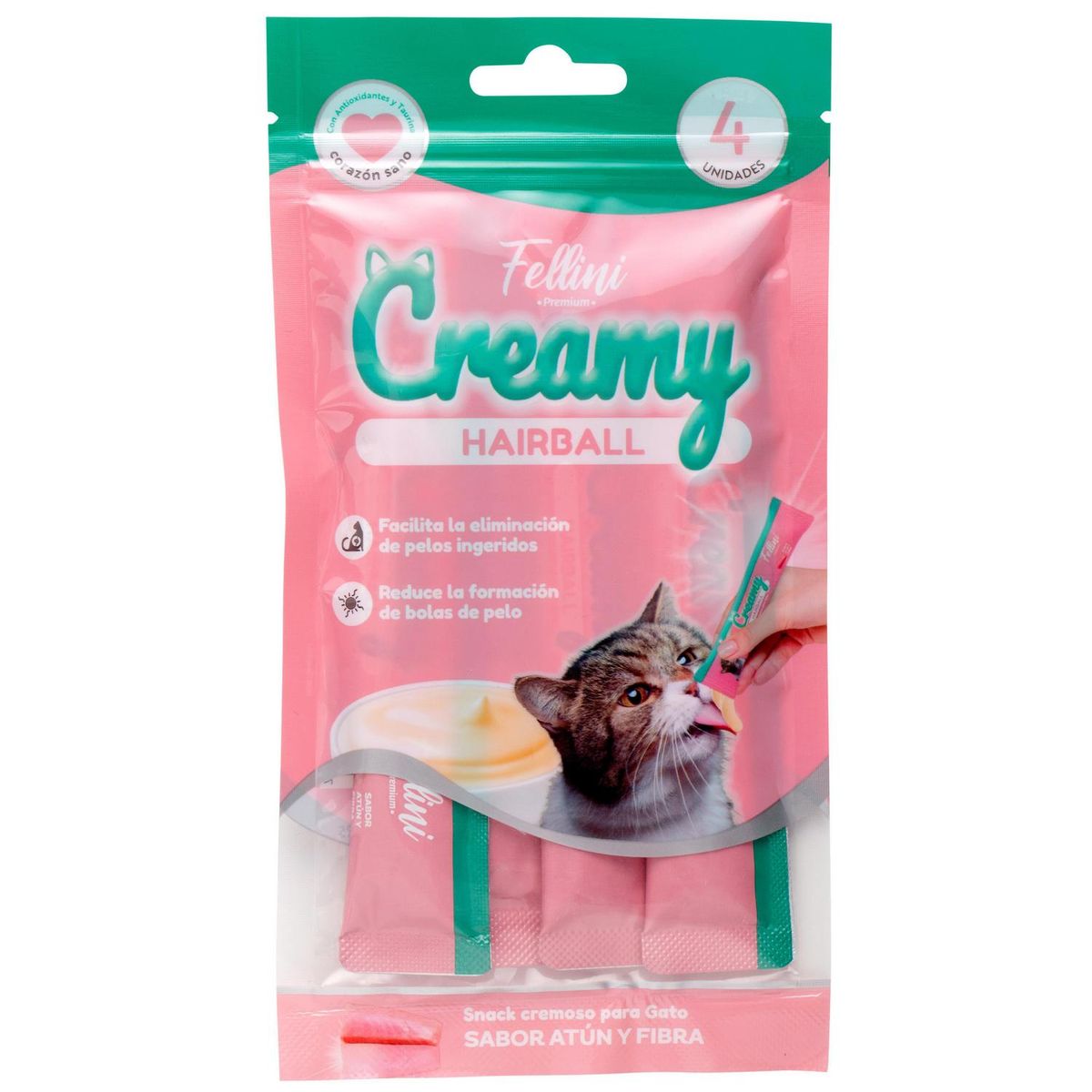 FELLINI - Snack Húmedo para Gato Adulto Atún y Fibra 