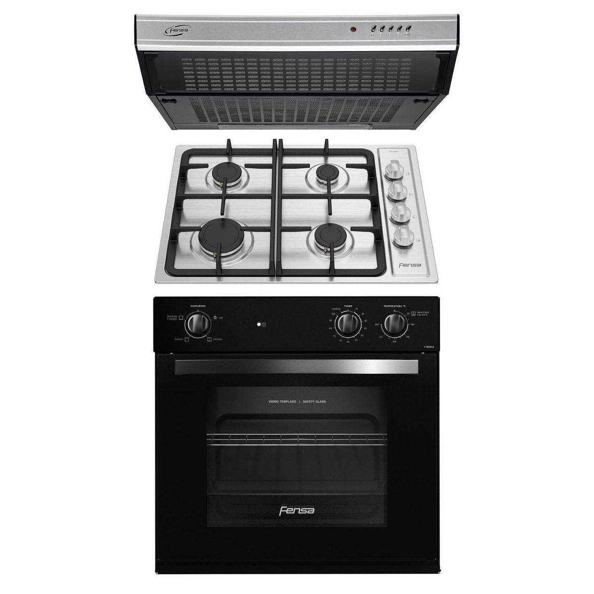 FENSA - Kit Horno F1060NA + Encimera 4HF + Campana U6160
