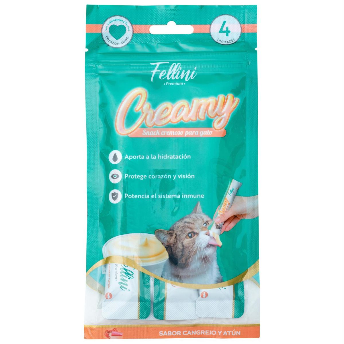 FELLINI - Snack Húmedo para Gato Adulto Atún y Cangrejo 