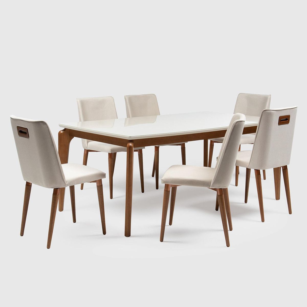 DECOCASA - Juego de Comedor Laurent 6 Sillas Mesa Rectangular 100x79,8x209 cm Off White