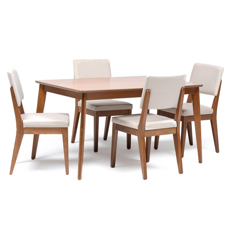 DECOCASA - Juego de Comedor Olive 4 Sillas Mesa Rectangular 89,5x76x180 cm Cafe Natural