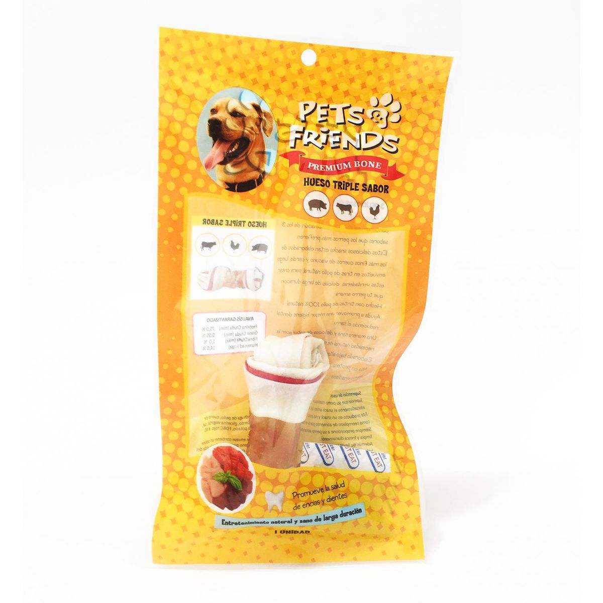 PETS AND FRIENDS - Hueso Triple para Perro Todas las edades vacuno, cerdo y gallina 0.9 kg