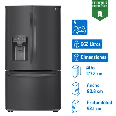 Refrigerador French Door No Frost 662 Litros Matte Black GM78WGT