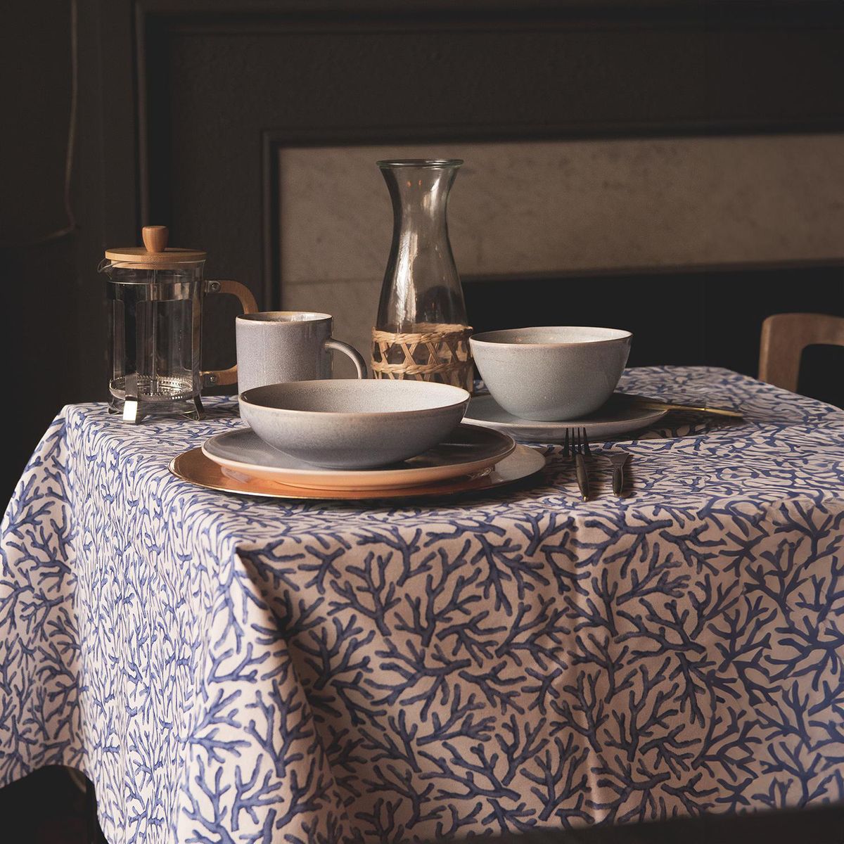 DECO EXPRESS - Mantel corallium azul 177x277 cm